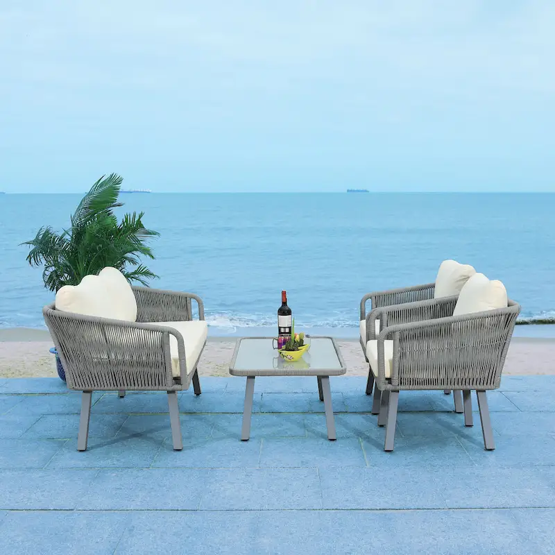 SAFAVIEH Outdoor Kerson 4-Piece Rope Patio Set - 53W x 26D x 28H