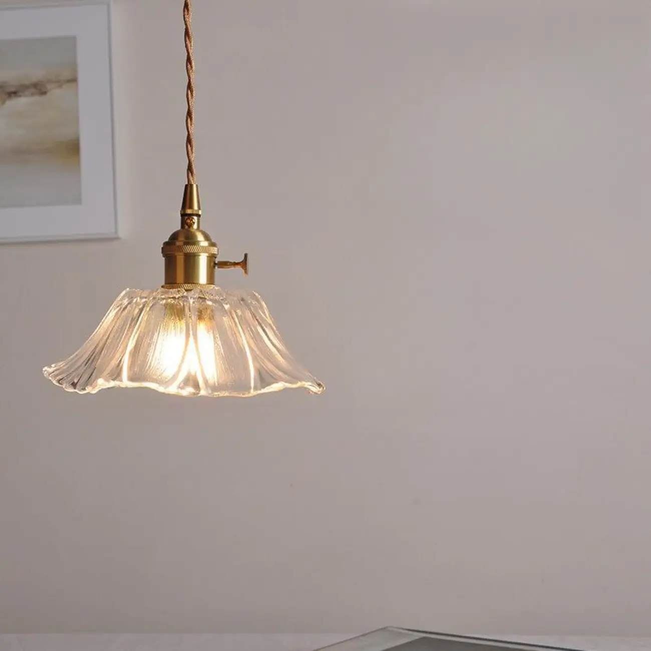 Elegant Glass Flower Pendant Light for Indoor Adjustable