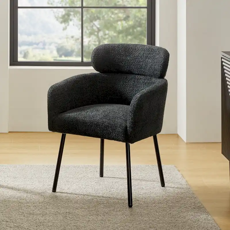 Amos Modern Boucle Dining Chair with Adjustment Feet