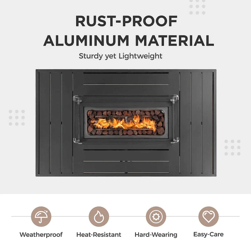 4 Pcs Patio Conversation Set with Propane Firepit