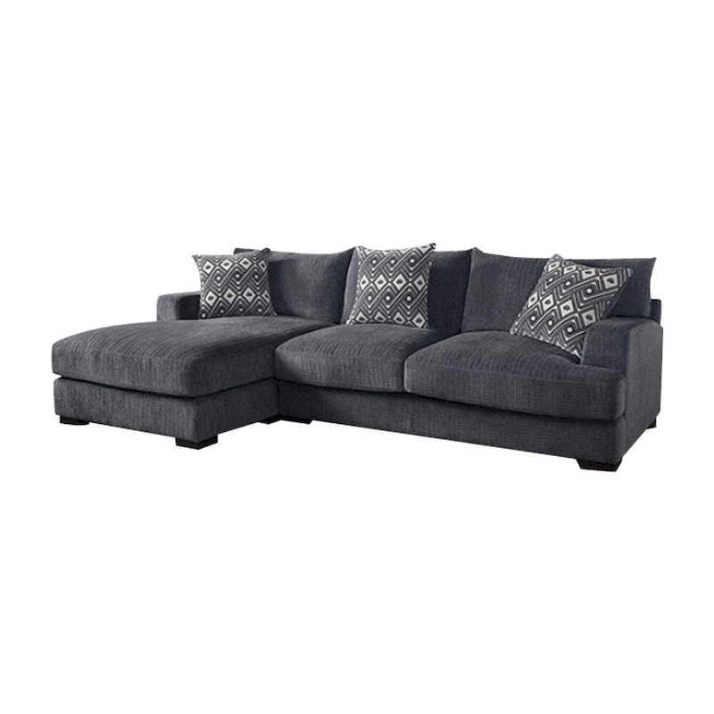 L-Shaped Chenille Upholstered Sectional Sofa in Gray