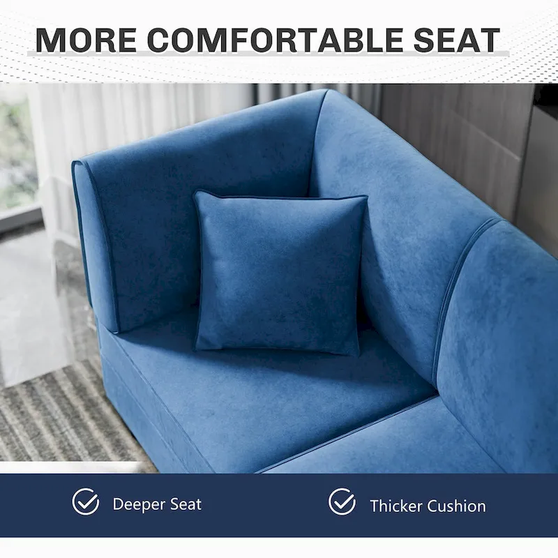 Futzca Sectional Couch Modular Sofa, 116 Velvet L-Shaped Couch Sofa