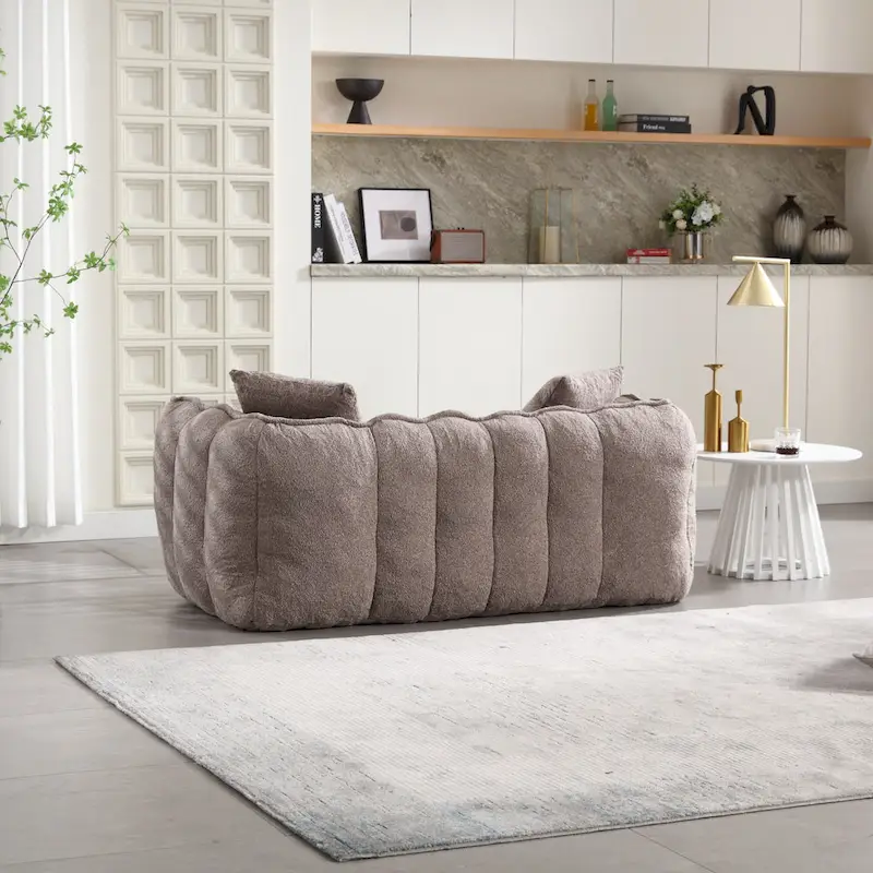 Modern 65.1  Chenille Tufted Loveseat Accent Chair with High-Resilience Foam