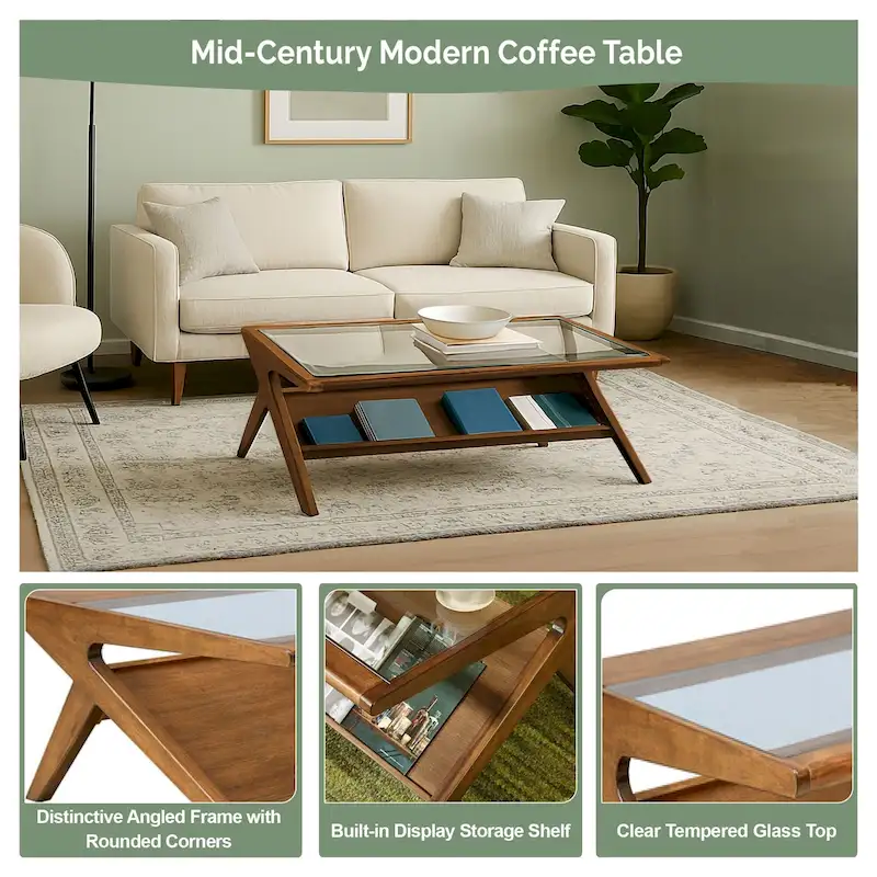 INK+IVY Rocket wood & tempered glass coffee table