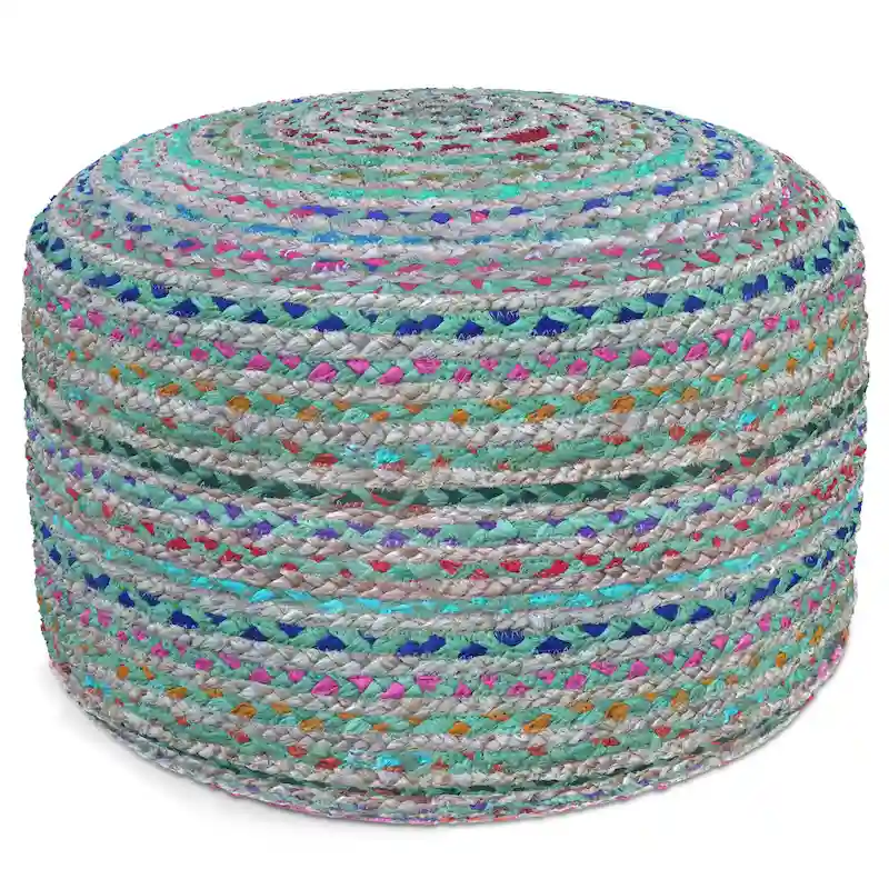 WYNDENHALL Mattise Boho Round Pouf in Braided Jute