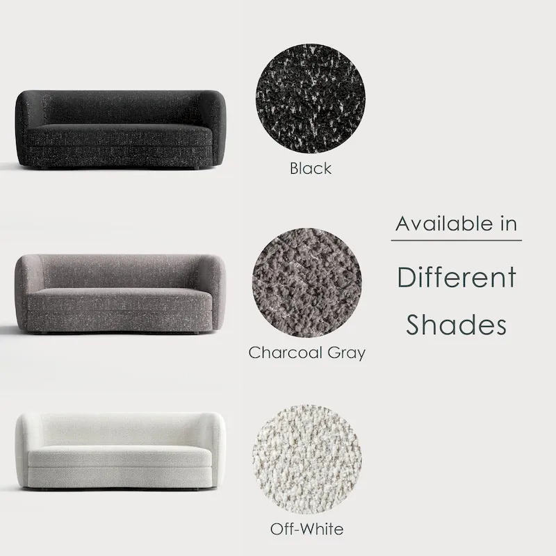 Modern Curved Arms Boucle Sofa with Kidney Style Seat