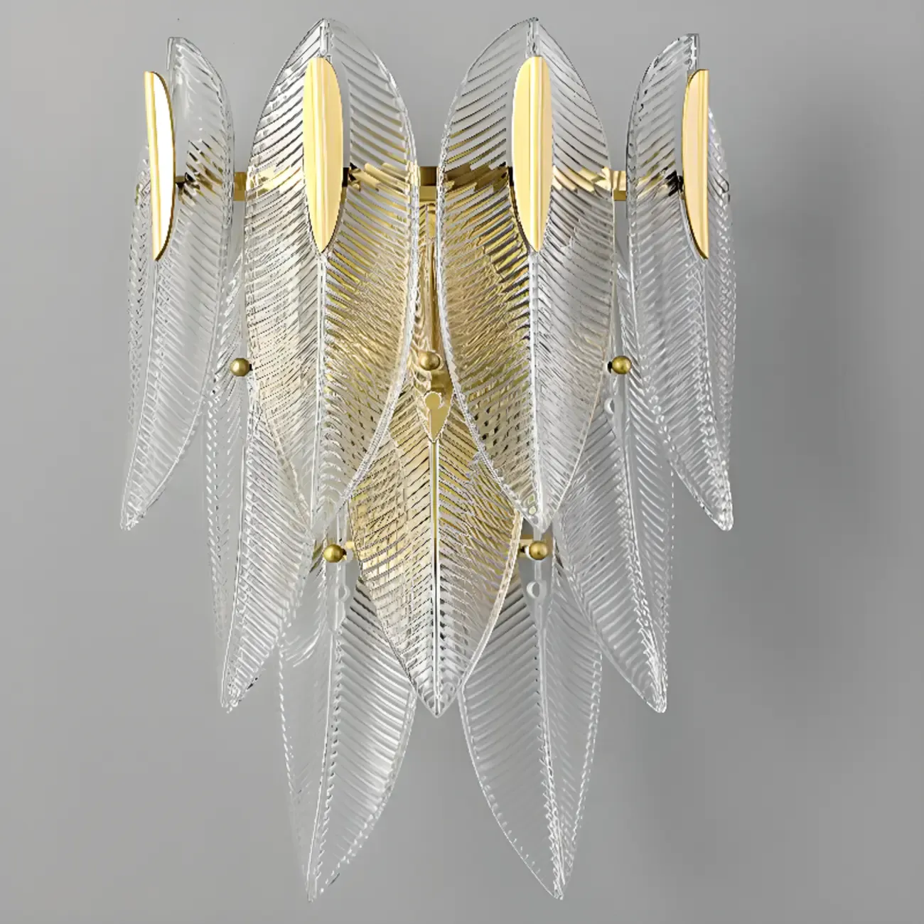 Modern 2-Light Tiered Wall Sconce with Glass Leaves & LED