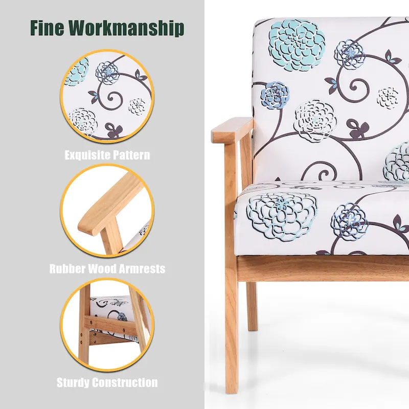 Gymax 2PCS Accent Armchair Upholstered Chair Home Office w/ Wooden - 25 x 26.5 x 32