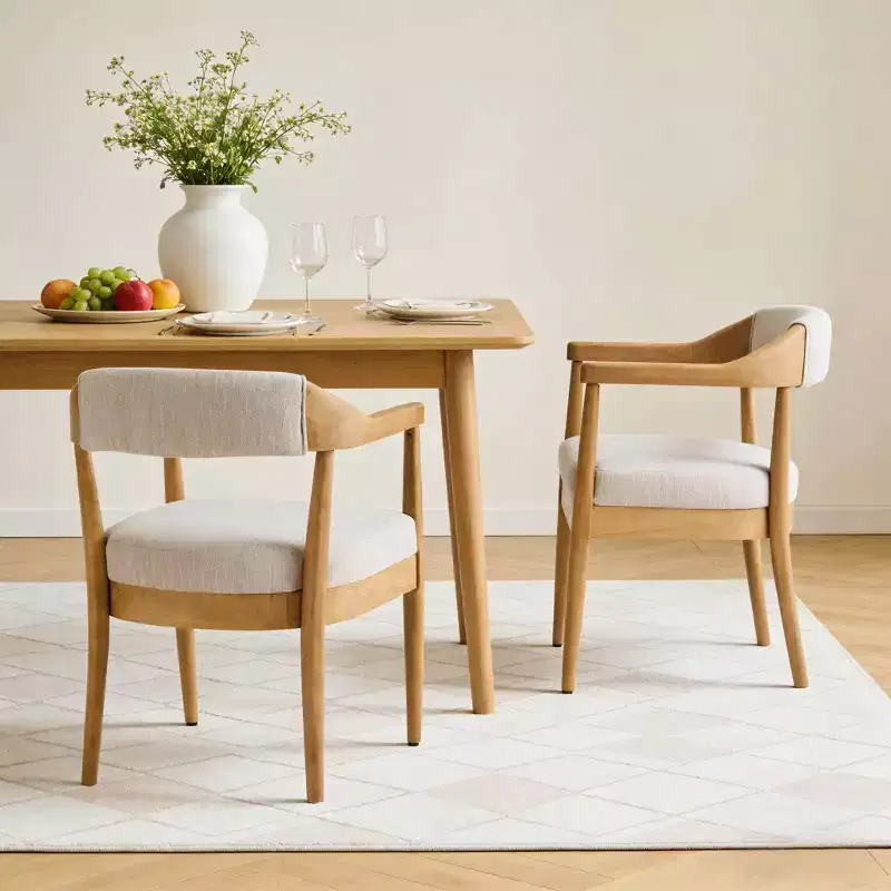 Christopher Knight Home Namjoon Modern Rubberwood Upholstered Dining Chairs with Armrests