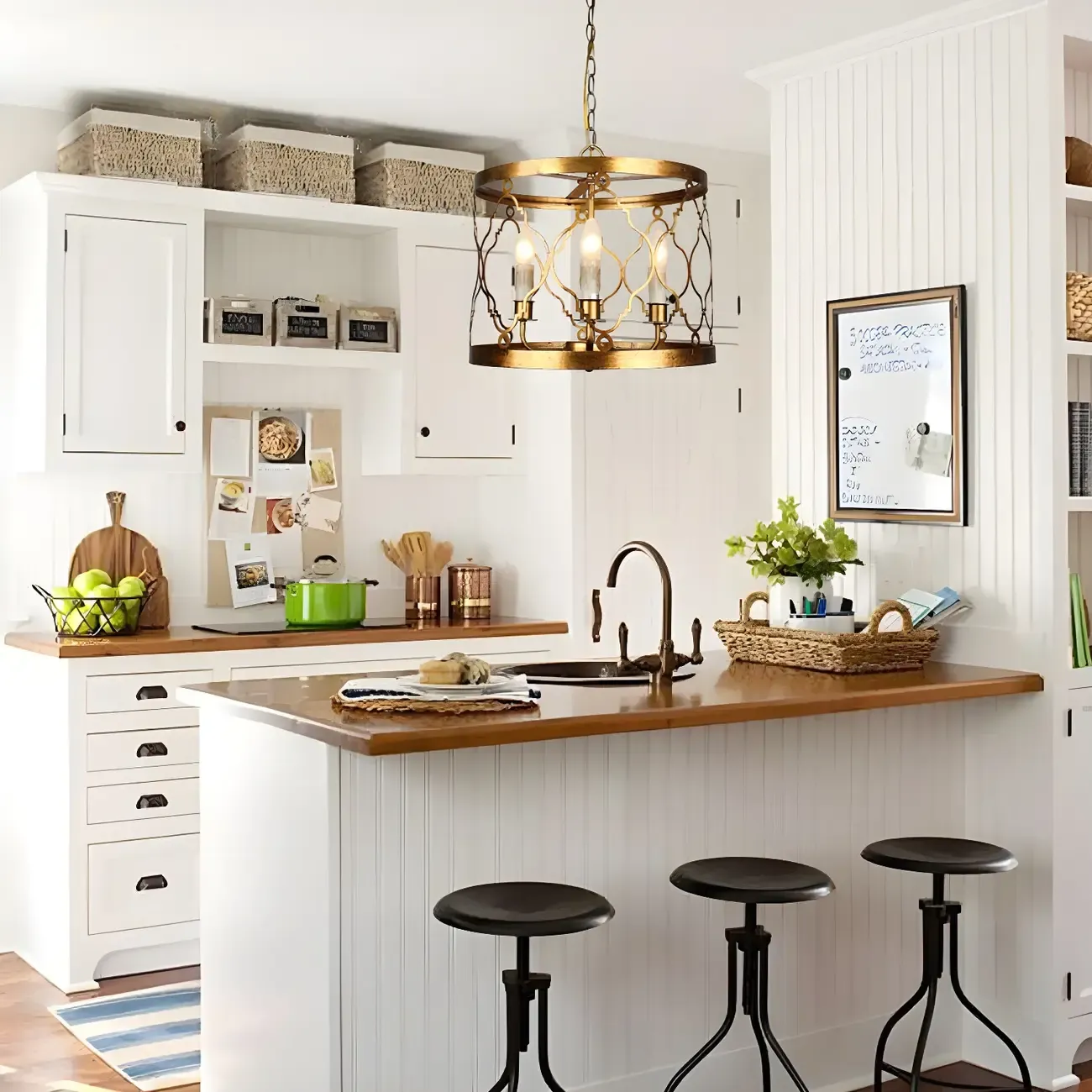 Vintage Golden Drum Cage 4-Light Candelabra Chandelier