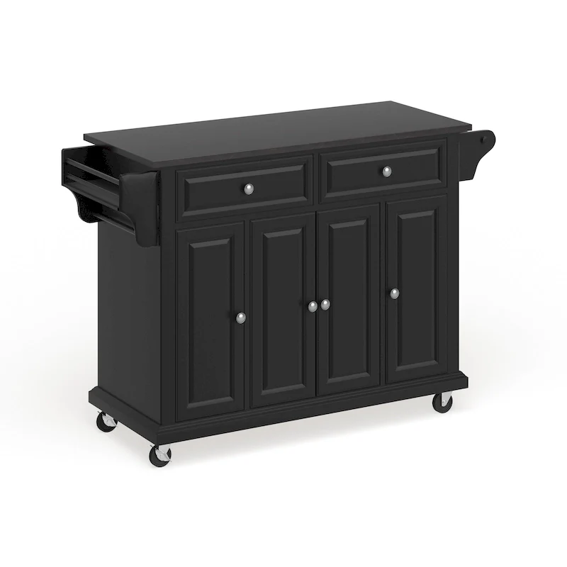 Crosley Black Wood Kitchen Cart/ Island with Solid Black Granite Top - 18d x 51.5w x 36h