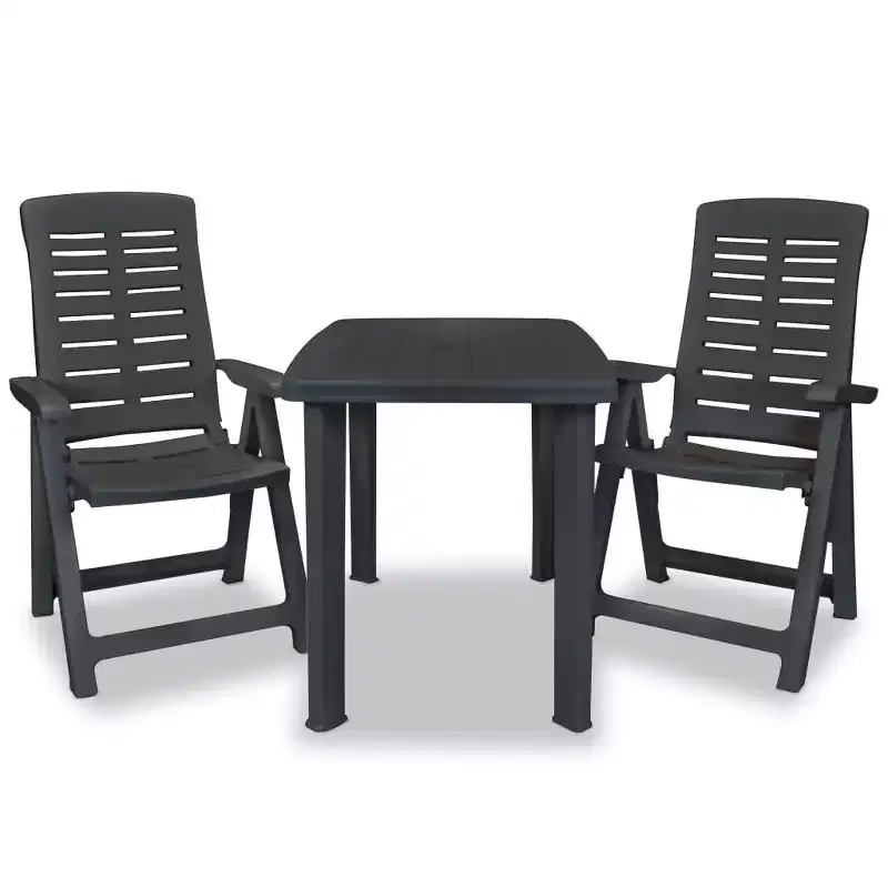 vidaXL Patio Bistro Set Outdoor Furniture Set Patio Table and Chairs Plastic - Anthracite