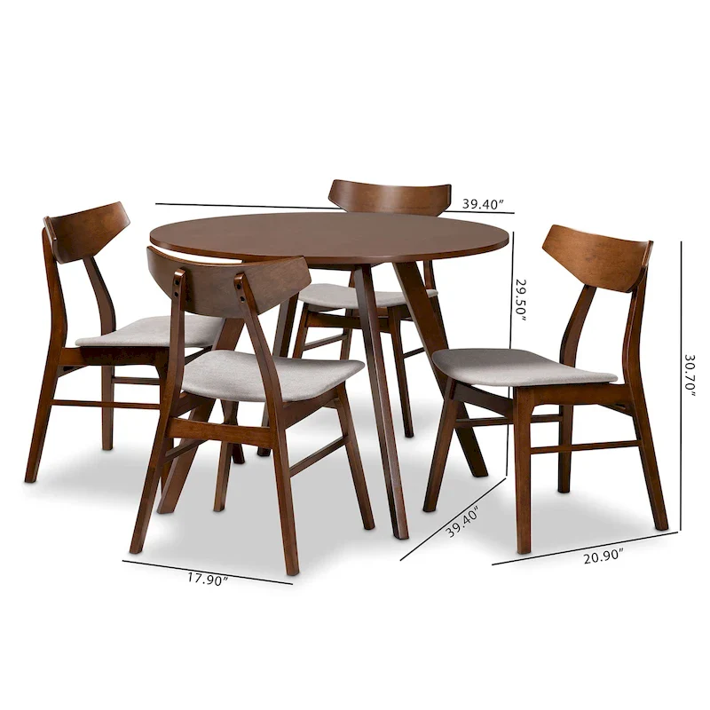 Timothy Mid-Century Modern Transitional 5-Piece Dining Set