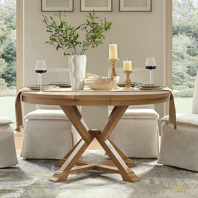 Extendable Round Dining Table with Solid Wood Legs | Oak / Walnut | Single | Seats 4–6