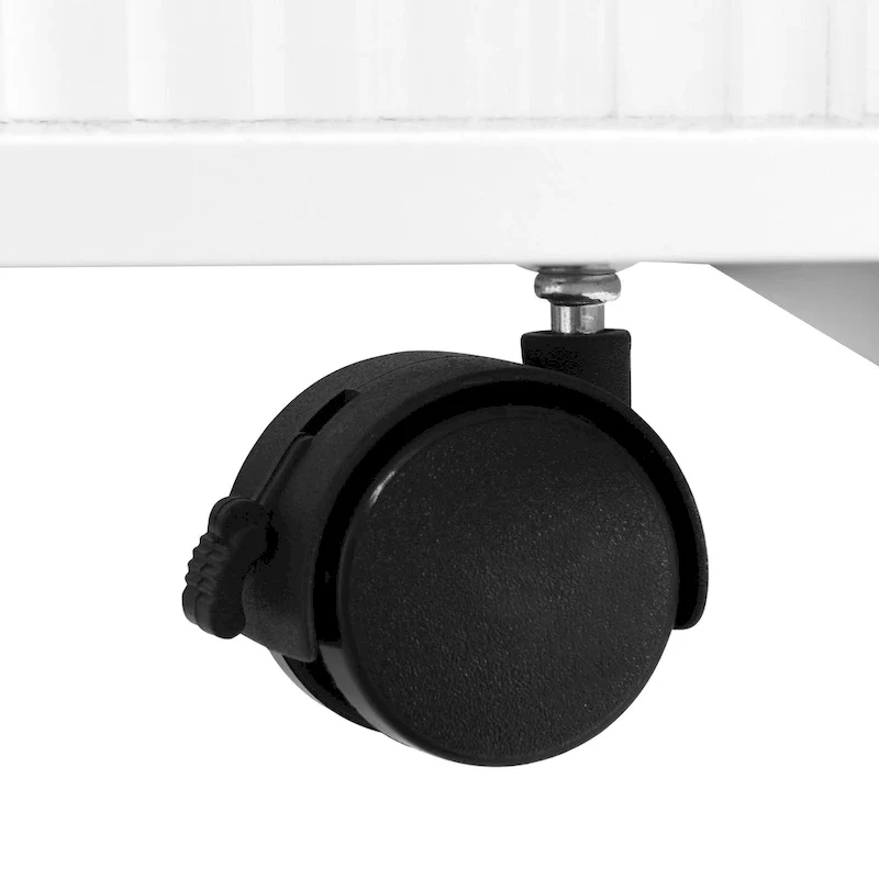 31.5  Modern Mobile End Table with 5mm Thick Fluted Tempered Glass, Lockable Wheels and Golden Round Rod