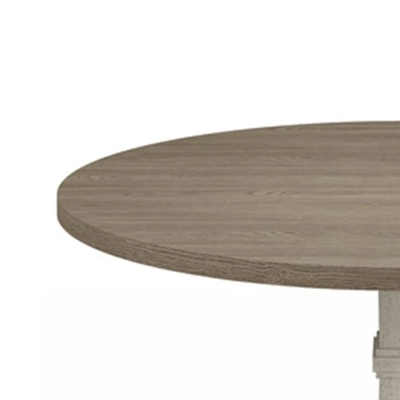 59 Inch Round Dining Table, Pedestal Base, White, Gray