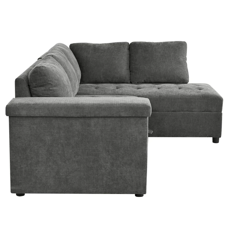 3-Seater Convertible Polyester Sofa Bed with Storage