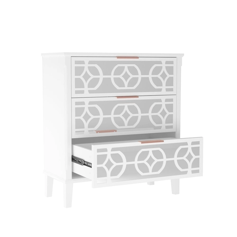 Timechee 28.5H Nightstand Mirrored Bedside Table Lacquered Chest