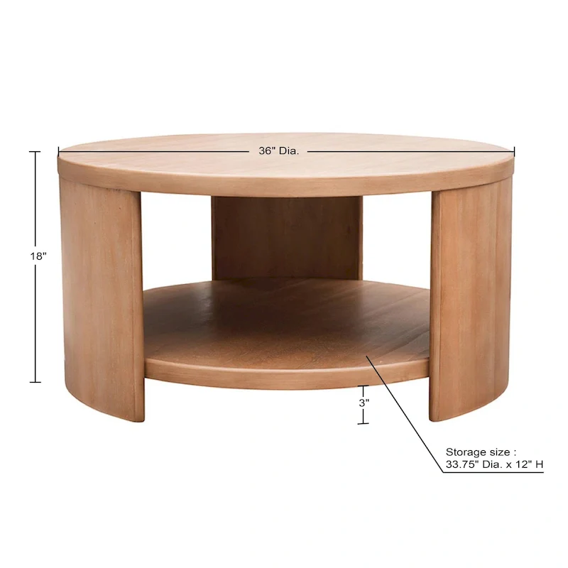 INK+IVY Skye Round Coffee Table with Shelf