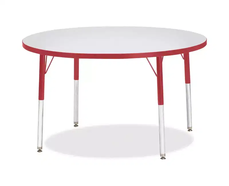 Jonti-Craft Berries Elementary Height Gray Top Color Edge Round Table 42 x 42 in Red