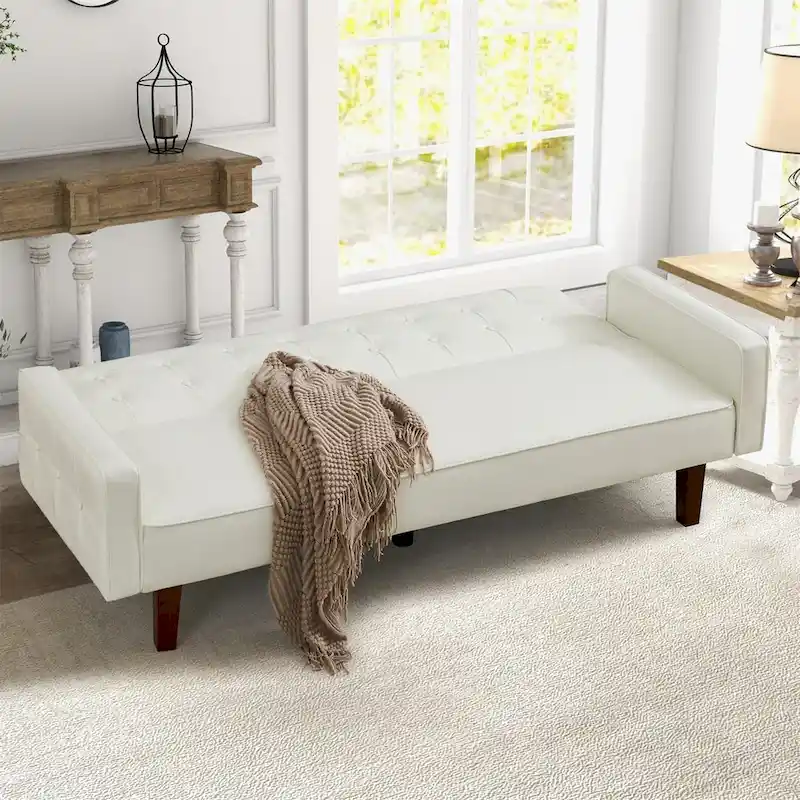 Sofa Bed Couch Faux Leather Loveseat Sofa Convertible Modern Futon Couch Small Sleeper Futons Bed