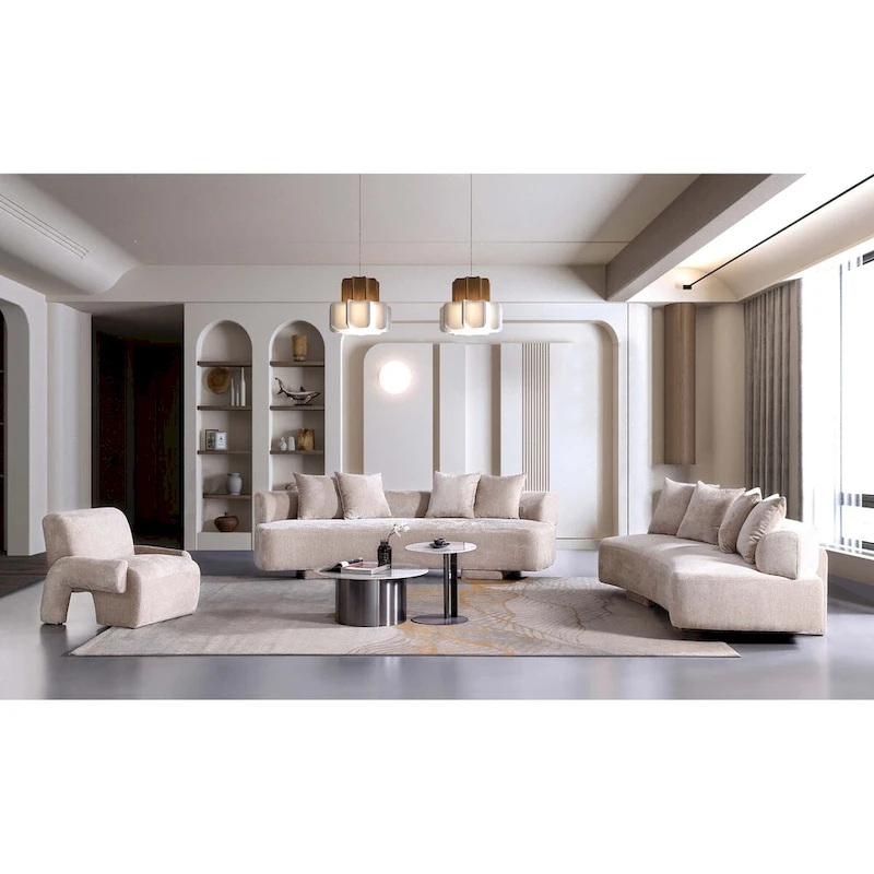 Manhattan Comfort 3 Piece Modern Verandah Chenille Multi Sofa Set