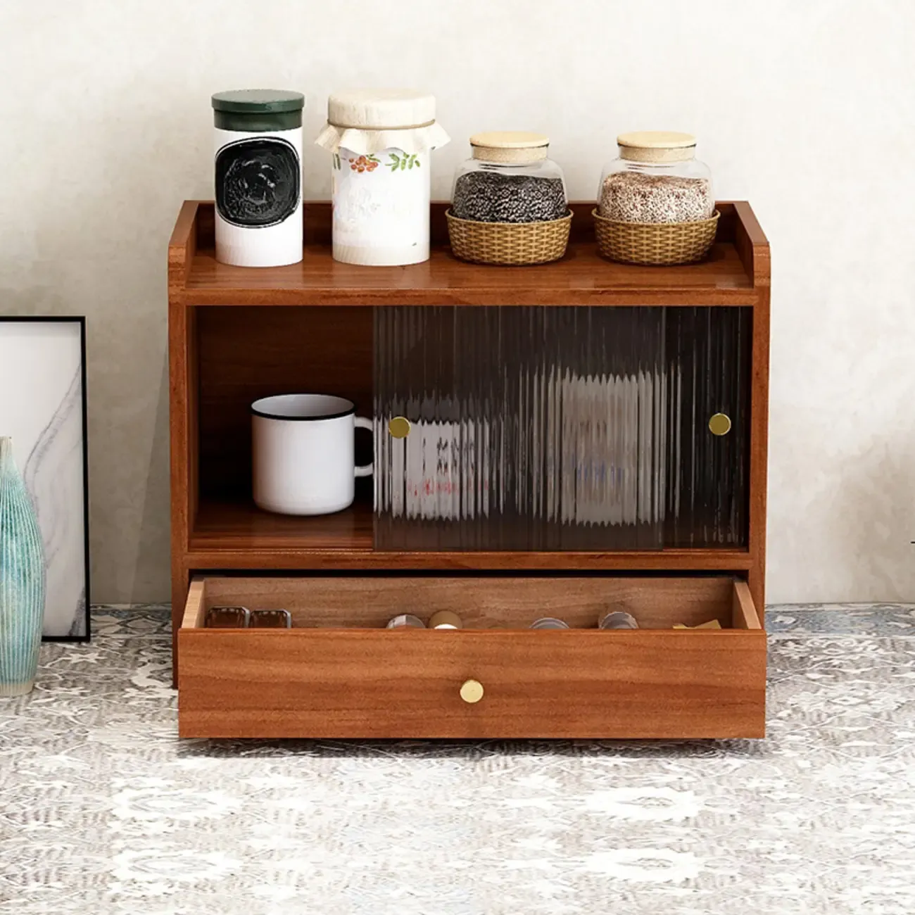 Tabletop Wooden Cubitac Display Cabinet with Glass Doors