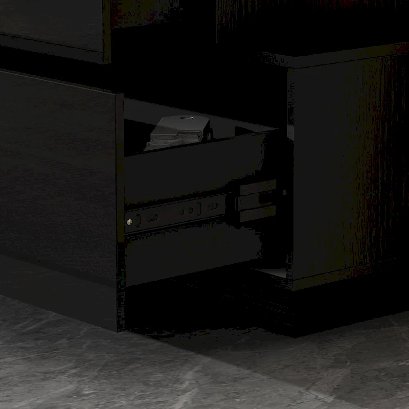 High Glossy Six-Drawer Dresser Chest with Off-Set Design (Black/White)