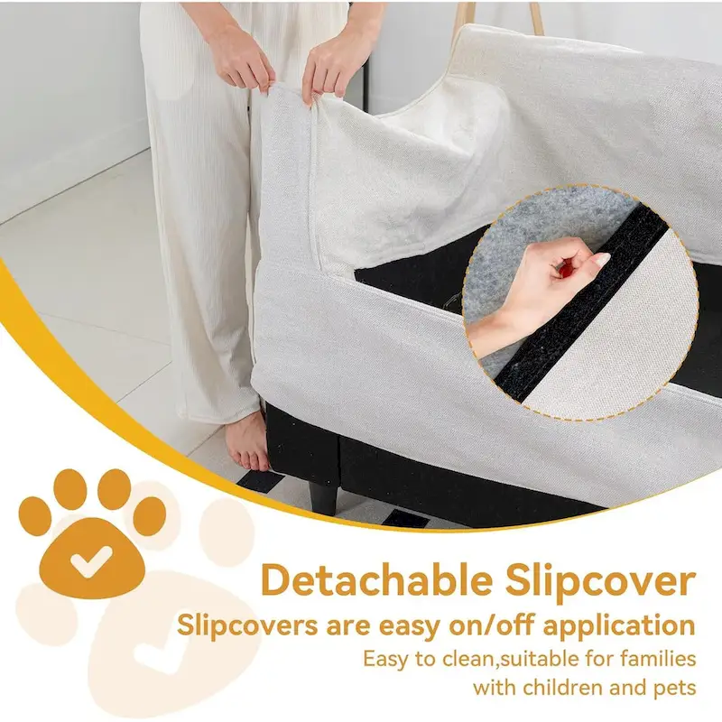 93 Modern 3-Seater Sofa Couch with Deep Seats and Removable Slipcover