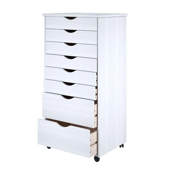 Adeptus Original Roll Cart, Solid Wood, 6 Plus 2 Drawer Extra Wide Roll Cart, White