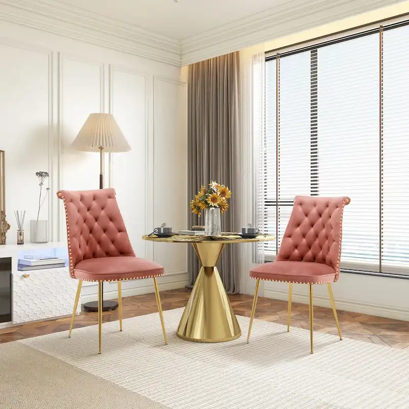 Clihome Modern Velvet Upholstered Featured Dining Chairs (Set of 2)