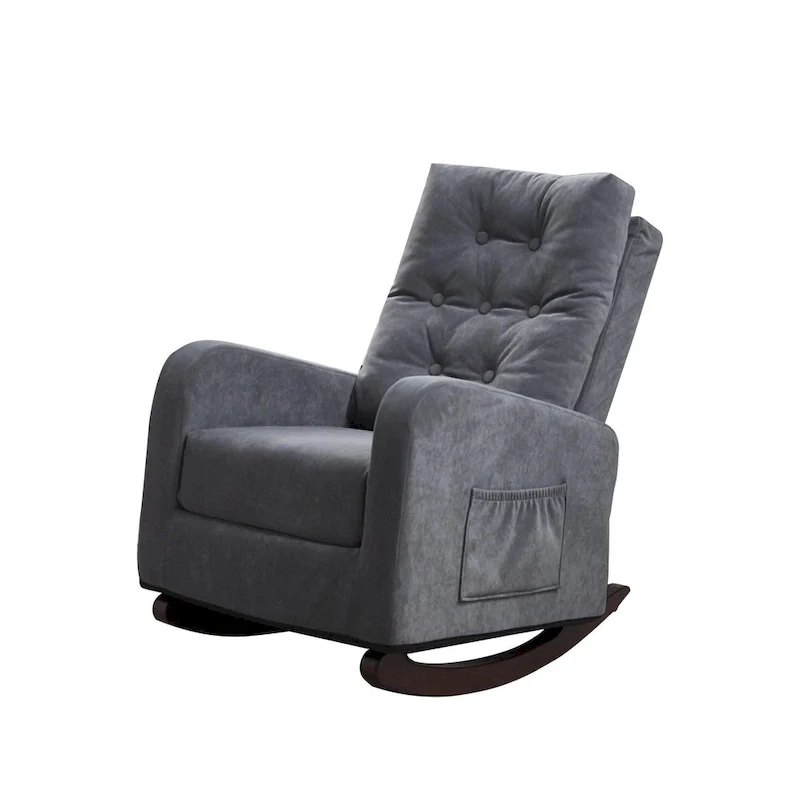 High Back Rocking Chair - Button Tufted