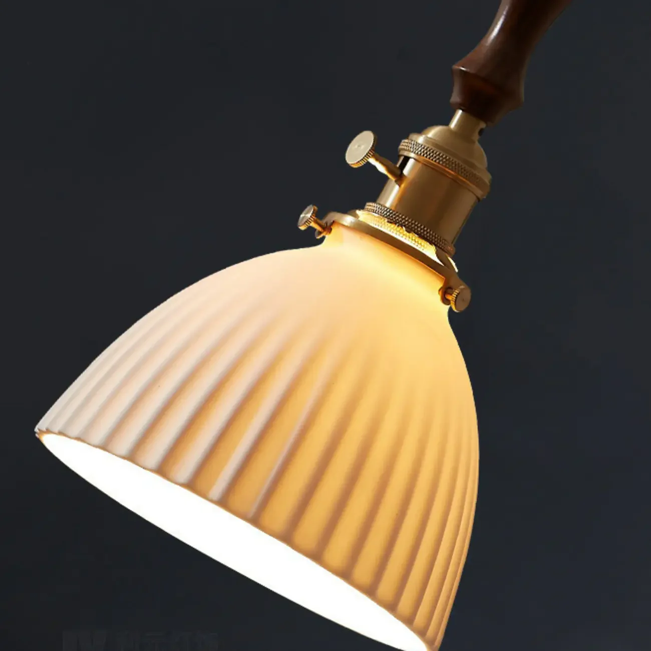 Classic White Brass Ceramic Dome Pendant Light