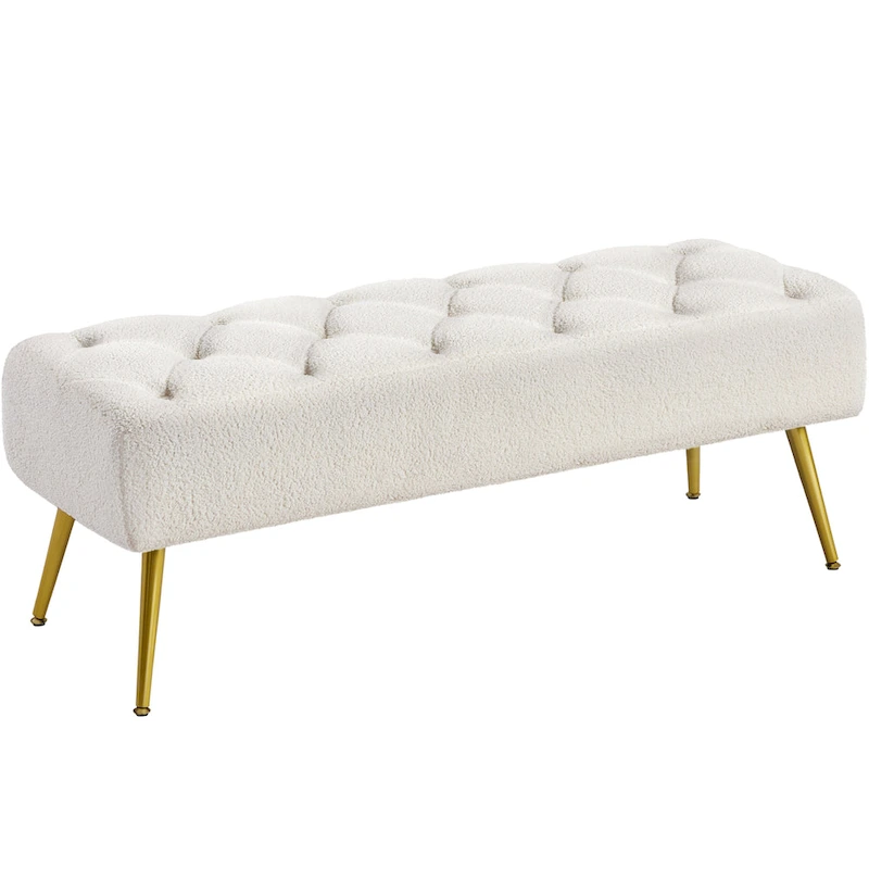 Yaheetech Upholstered Footstool Velvet Ottoman Button-Tufted Table Bench - 451617