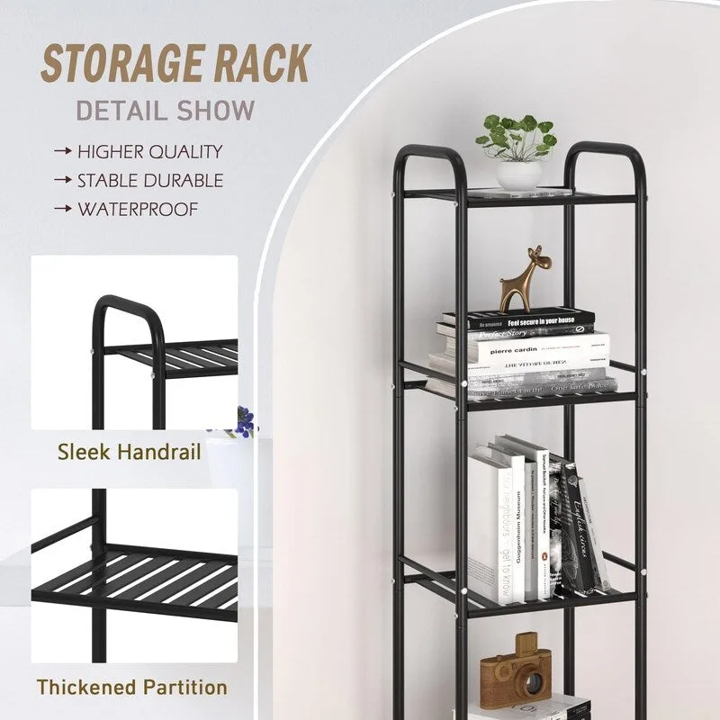 5 Tier Narrow Bathroom Shelving Unit - 13 D x 11 W x 54.7 H