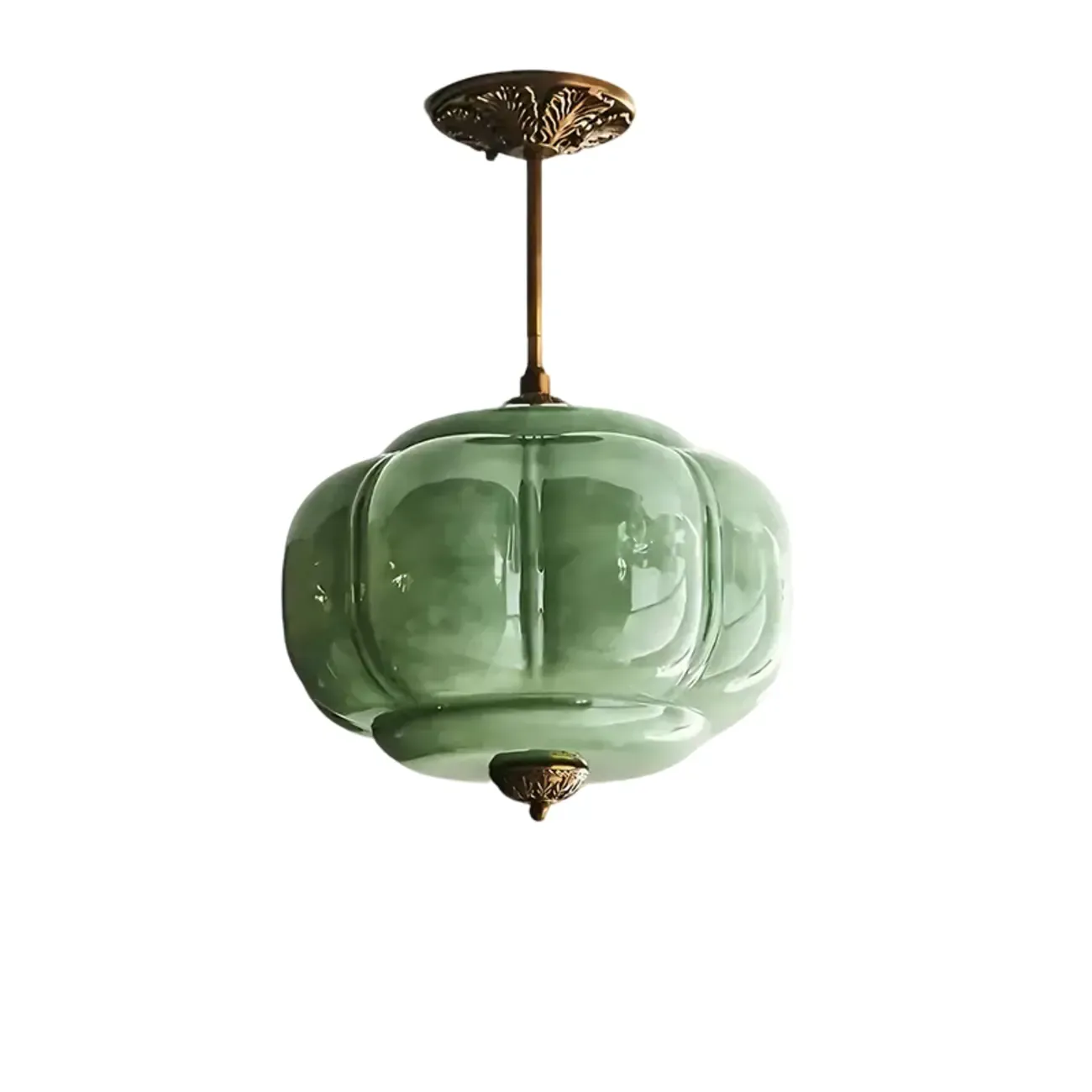 Elegant Glass Geometric Pendant Light Pumpkim Shaped