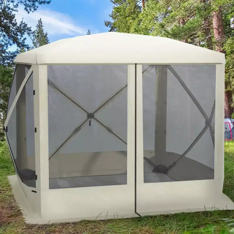 Pop Up Camping Canopy Gazebo Screen Shelter Tent with Single Person Easy Set-Up, Ventilating Mesh, Portable Carry Bag for Outdoor Camping Party Event