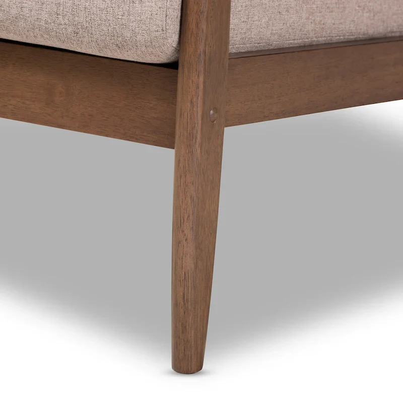 Mid-Century Lounge Chair with Solid Wood Legs and Upholstered Seat