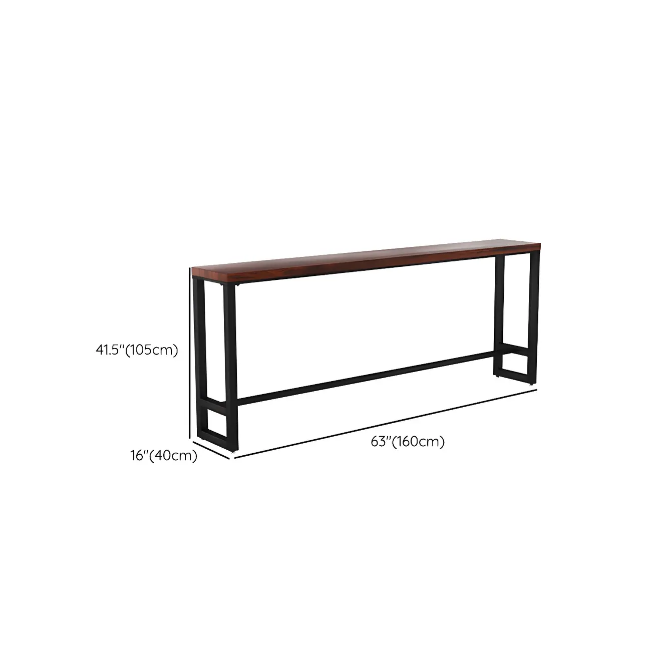 Rectangle Brown Wooden Bar Table With Footrest