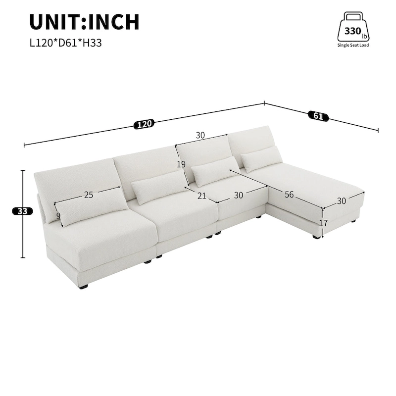 Convertible L-shaped Couch,Wide Seat Sectional Sofa wReversible Chaise
