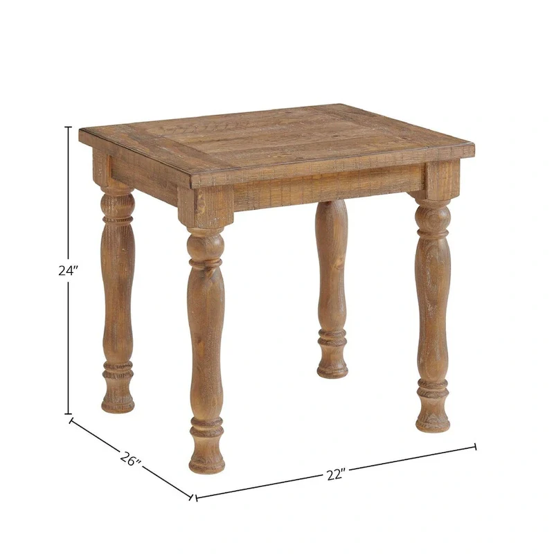 Brown Wood Veneer Turned Leg End Table, Single