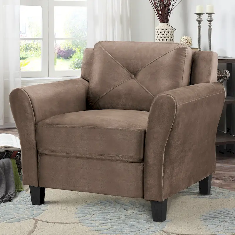 Tufted Microfiber Accent Chair - Single Seat with Curved Arms