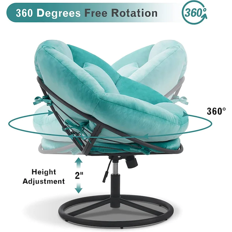 MCombo Gas Lift Swivel Papasan Chair with Height Adjustment, Velvet HQ405