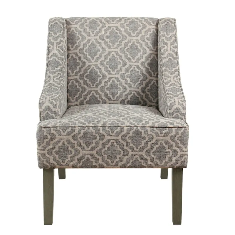 Ash Gray Geometric Classic Swoop Accent Chair
