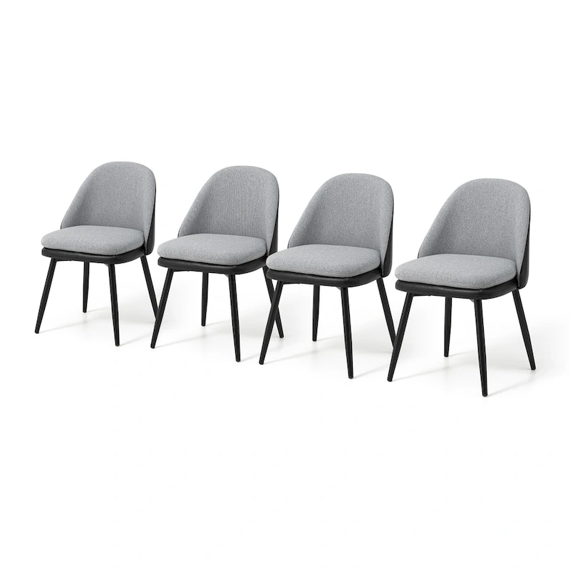 Glitzhome Set of 4 Mid-Century Leatherette Stitched Dining Accent Armchairs