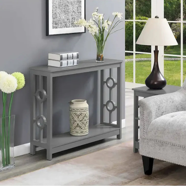 2-Tier Console Table with Shelf | Grey / White / Black | Ring Side Frame