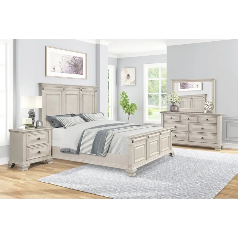 Renova Distressed Parchment Wood 5-piece Bedroom Set