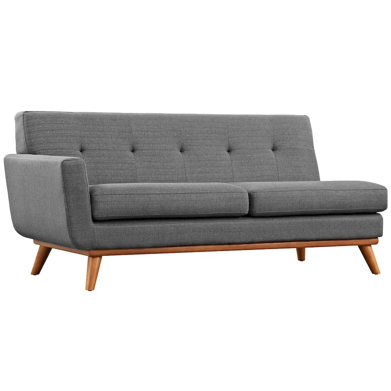 Mid-century Modern Upholstered Fabric Left-arm Loveseat, Azure