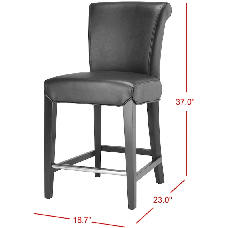 SAFAVIEH Jenelle Black Faux Leather 23-inch Counter Stool - 18.7 W x 23 D x 36.4 H - 19Wx23Dx36H