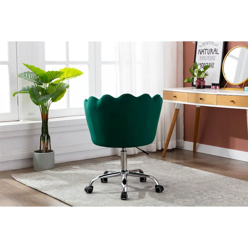 Velvet Upholstered Adjustable Height Swivel Home Office Chair